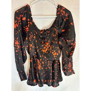 Influence Peplum Top Black Red 12 Women's GUC